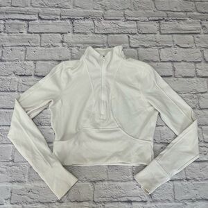 Lululemon athletica White Cropped half-Zip Long-Sleeve scuba Top S